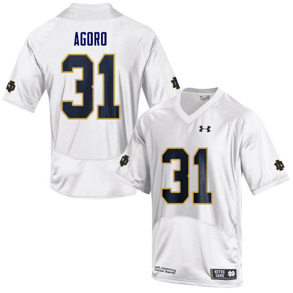 Men #31 Temitope Agoro Notre Dame Fighting Irish College Football Jerseys Sale-White